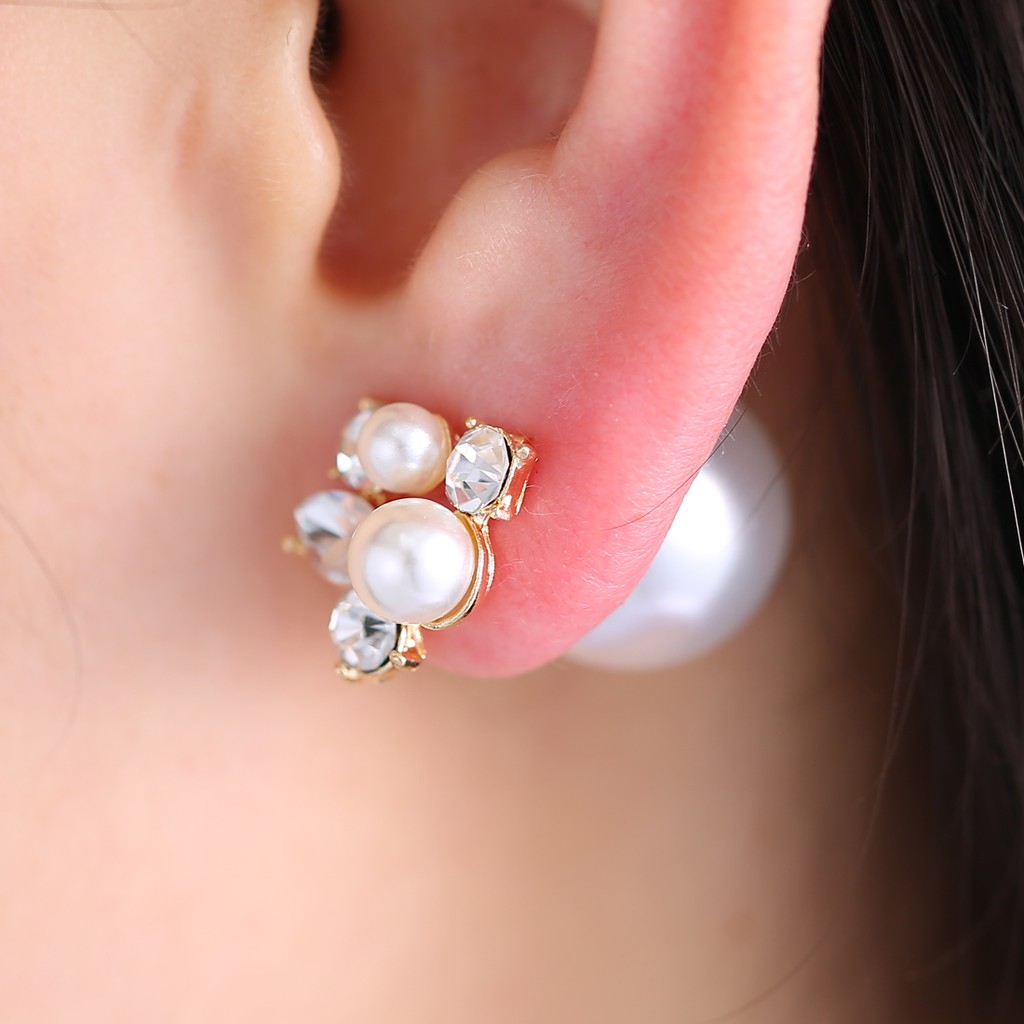 New Korean style alloy pearl earrings fashion piercing earrings ladies earrings rhinestone earrings jewelry wholesale