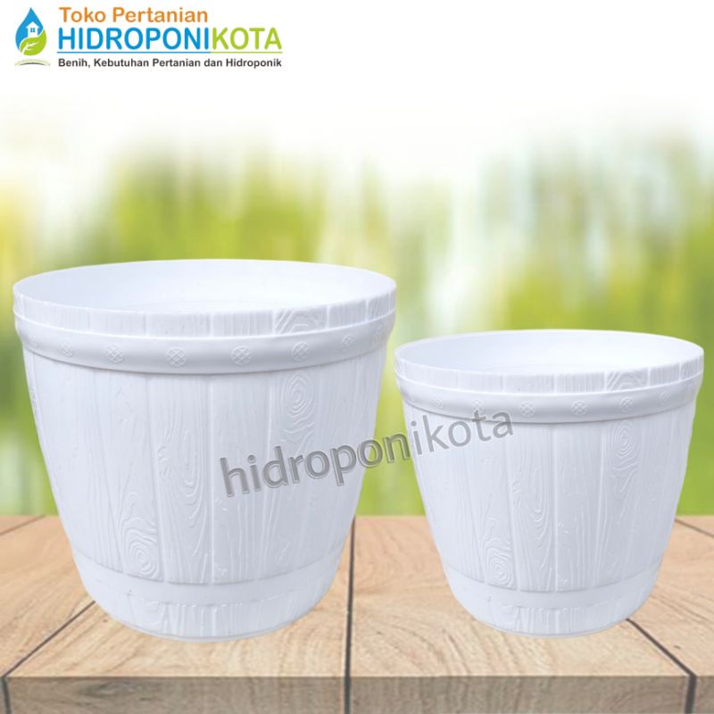 LOVENIA - pot GENTONG PG 8832 putih - pot polos - pot bunga - pot plastik