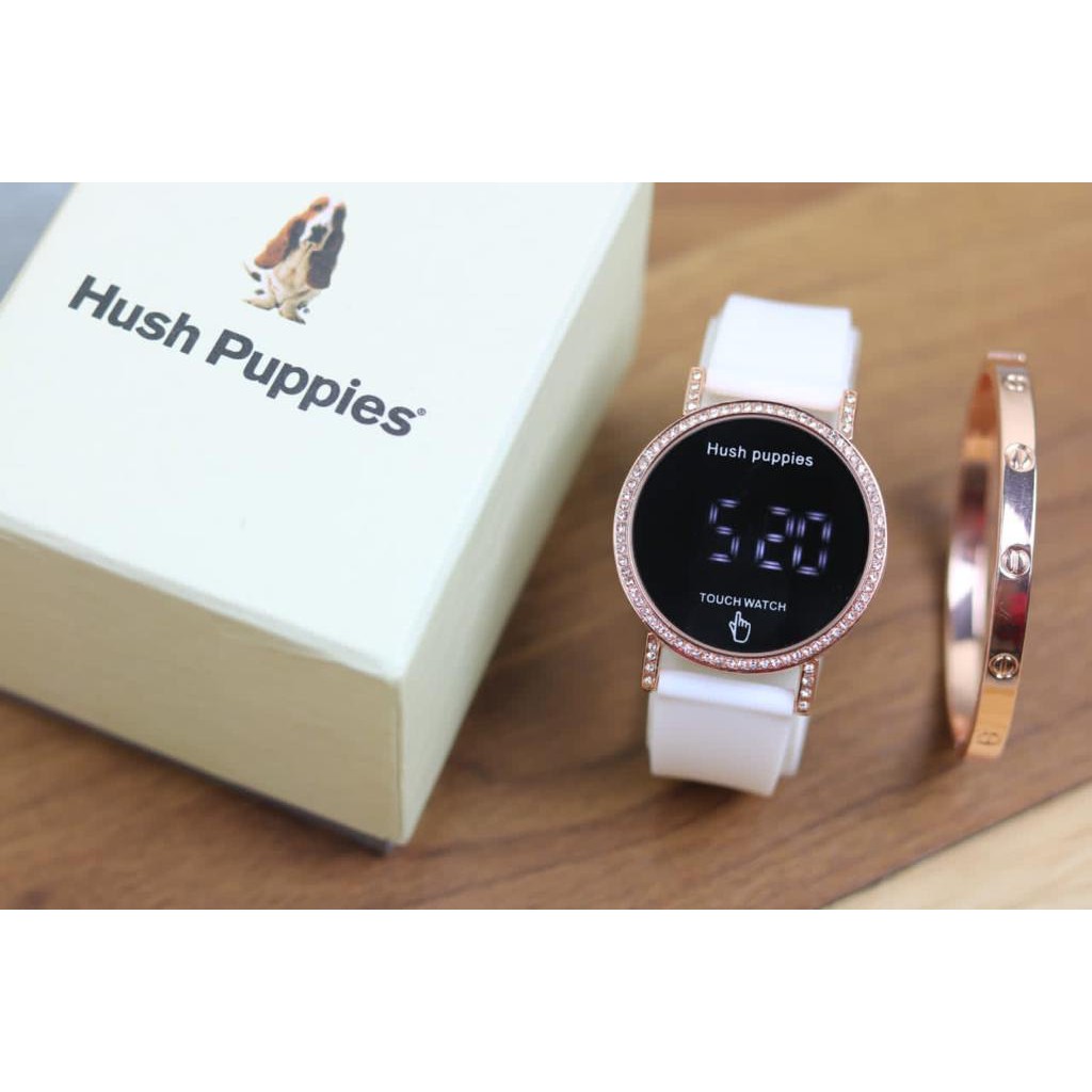 JAM TANGAN WANITA HUSH PUPPIES LED FRE BOX GELANG TY1115