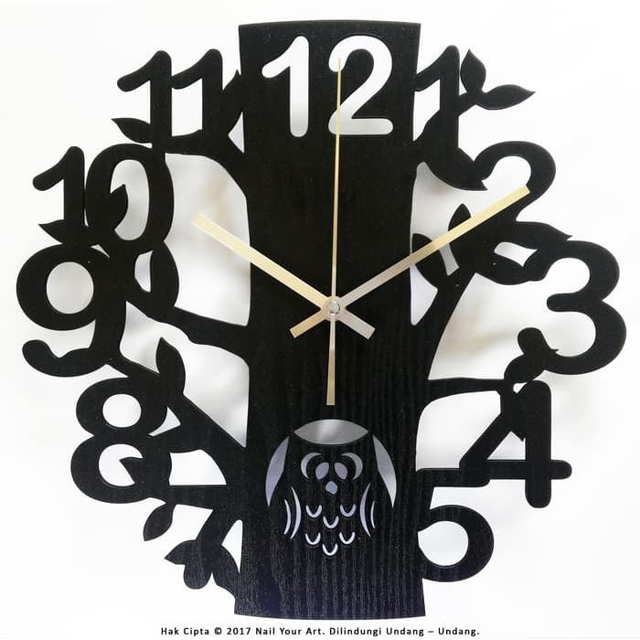 Jam Dinding Unik Artistik - BlackOwl Wall Clock