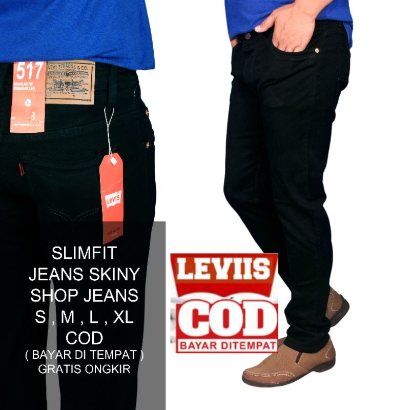 Celana Jeans Pria Slim Fit Streetch Shop Jeans Hitam New Levis Denim / Celana Pria