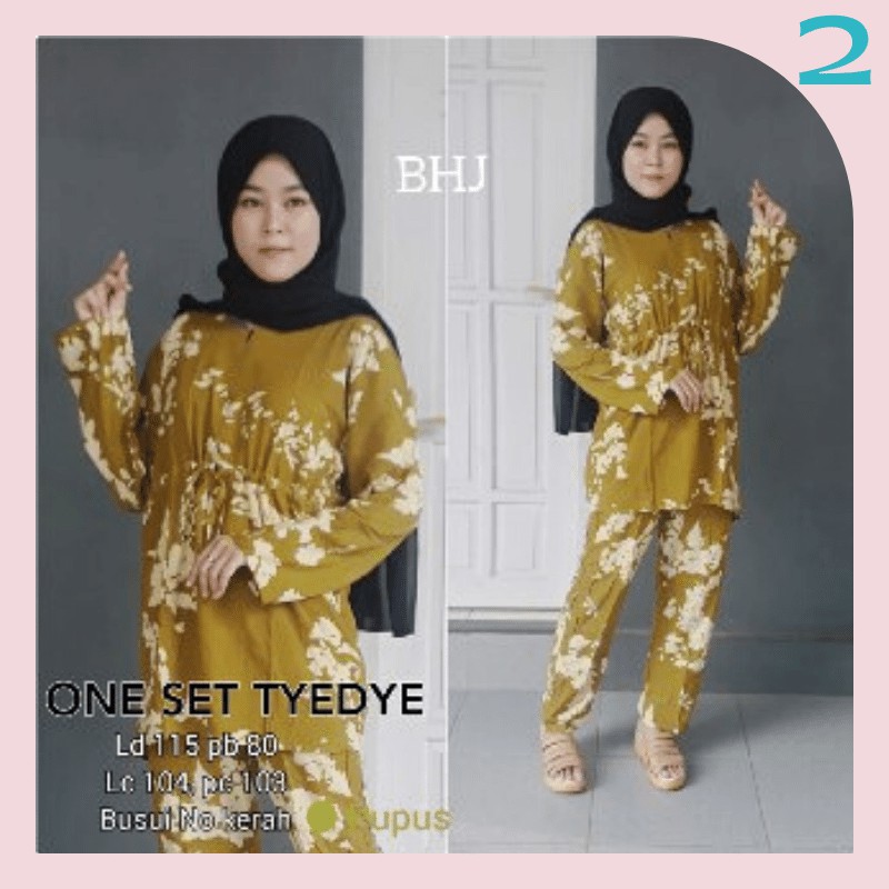 Tie Dye Tiedye Set Tie Die Tiedie One Set Busui Setelan Lengan Panjang Bahan Rayon Tebal Adem