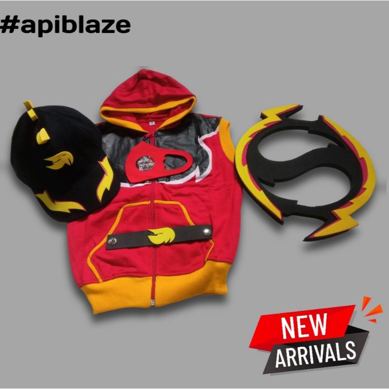 Rompi boboiboy api blaze set termurah/topi boboiboy original