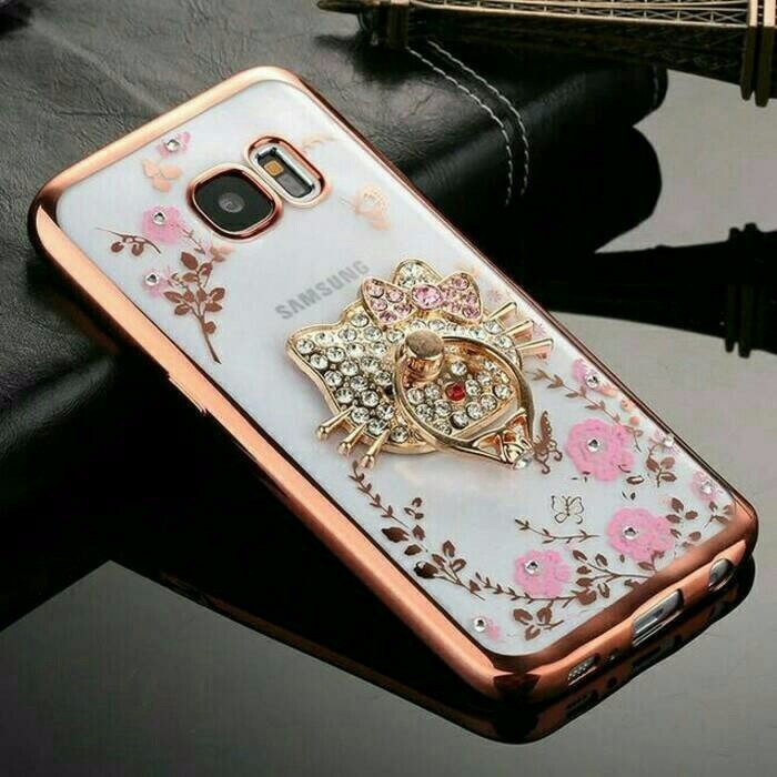 CASING HP - Softcase Flower Chrome Lenovo A7000 / A7000 Plus + Ring Stand