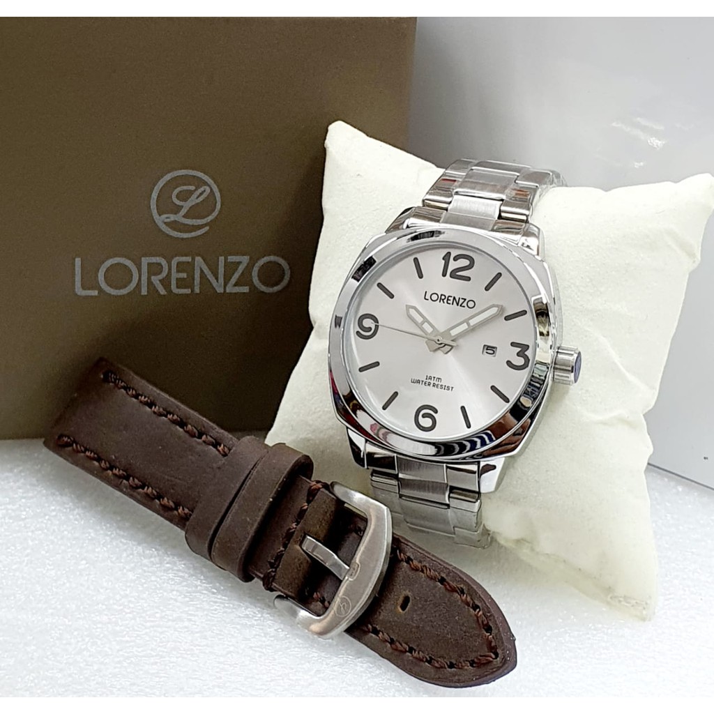 Jam Tangan Pria Lorenzo 1039 BONUS Strap Tali Kulit Original Special Edition