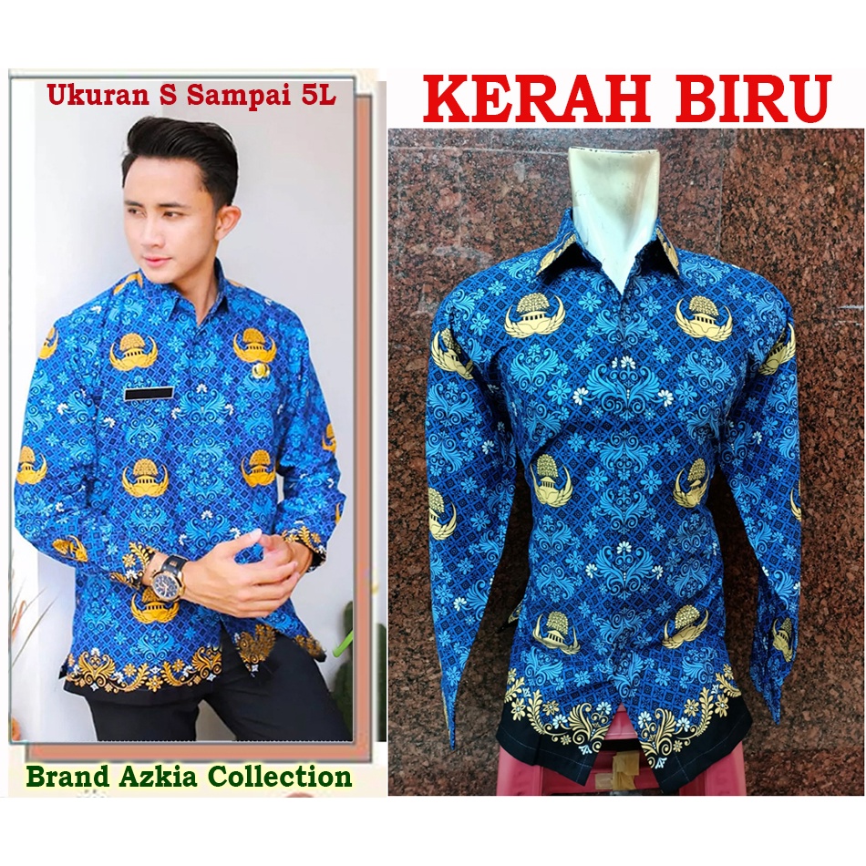 baju kemeja batik korpri kerah biru pria terbaru ketebalan 50S #korpriterbaru #kemejabaru #korpriguru