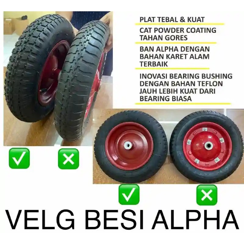 RODA / BAN GEROBAK MERAH ALPHA