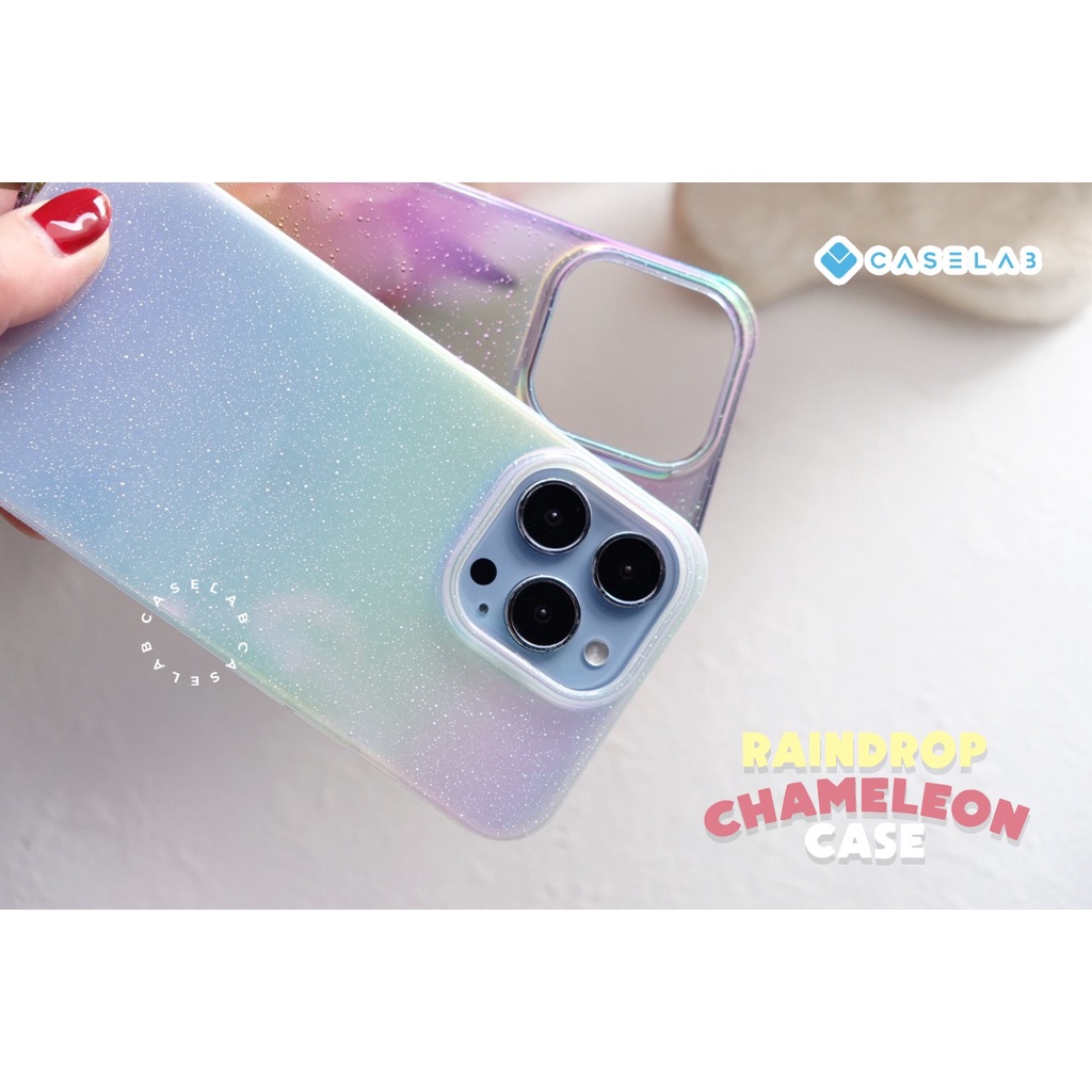 NEW CHAMELEON RAIN DROP SUPERTHIN PC HARDCASE 13 PROMAX 13 PRO 13 13 MINI 12 PROMAX 12 PRO 12 12 MINI 11 PROMAX 11 PRO 11 XS MAX XR X XS CASE GLITER EFFECT