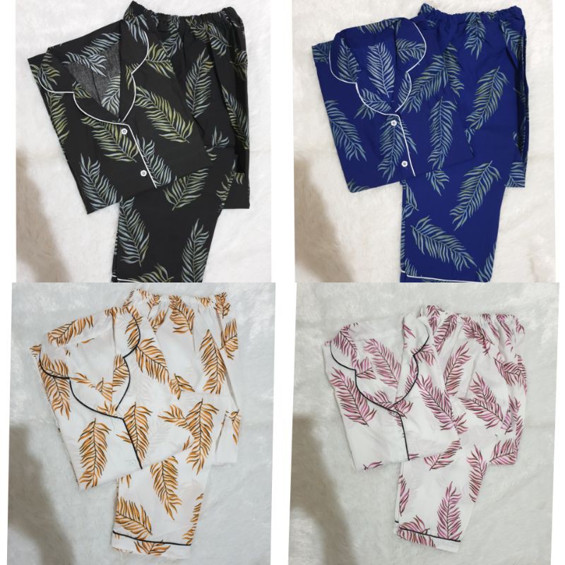 Baju Tidur Piyama Wanita Cewek Pajamas Dewasa Katun Motif Mocca Daun CP / PP / HP