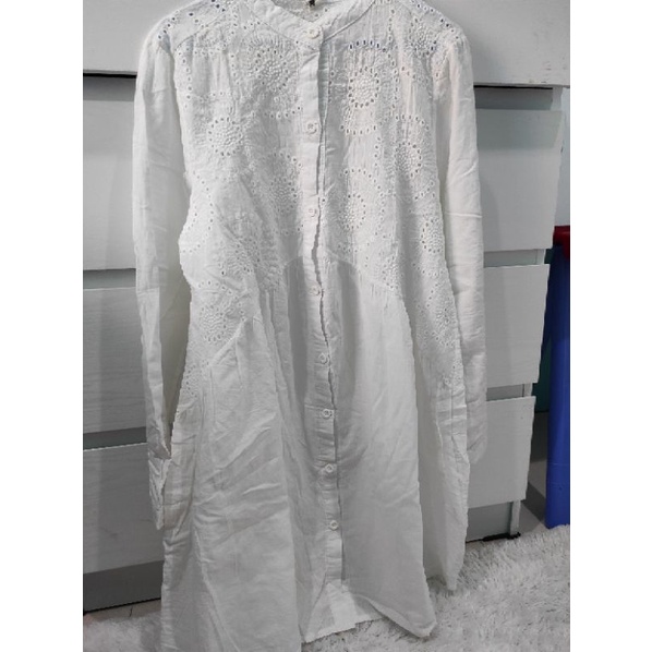 atasan wanita tunik blouse putih elegan