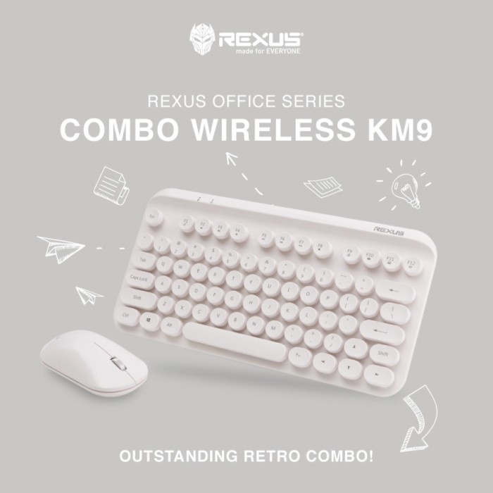 Keyboard Mouse Office Wireless Rexus KM9 Keyboard Mouse Tanpa Kabel