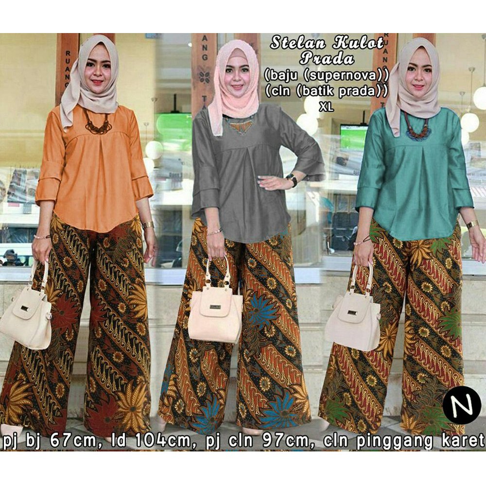 cn 9412 stelan kulot pxxda setelan celana panjang batik XL big size jumbo bata abu tua hijau pesta