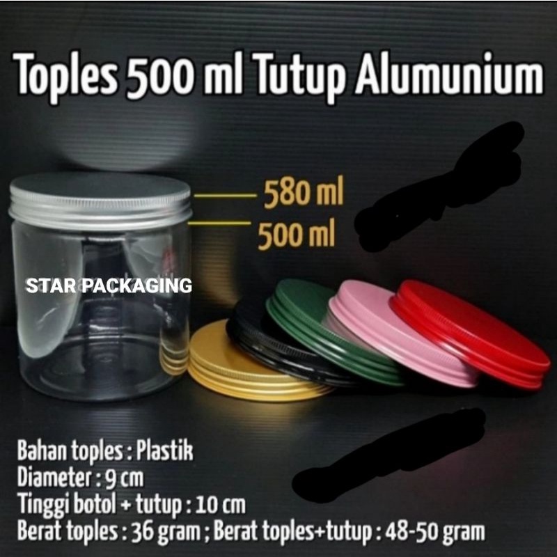 Toples 500ml Tutup Alumunium Toples Plastik Jar 500ml Tutup Alumunium Toples Kue Kering