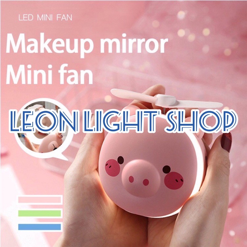 Mini Fan Led Miror Karakter 3in1