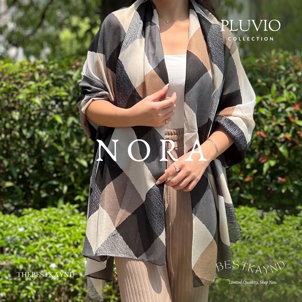 Nora Shawl Pluvio Collection | The Best Kaynd |  Premium Scarf Selendang Pashmina Syal Shawl Pasmina Hijab Kain Batik