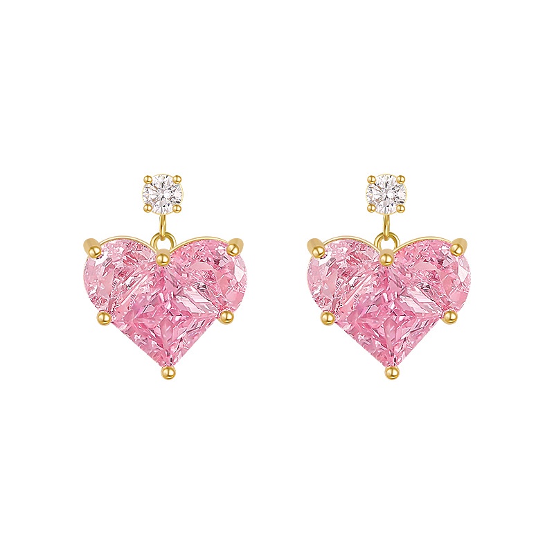 Anting Tusuk Motif Hati Warna Pink Untuk Wanita