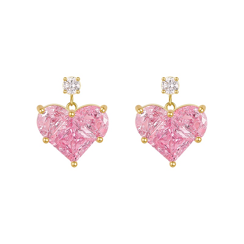 Anting Tusuk Motif Hati Warna Pink Untuk Wanita