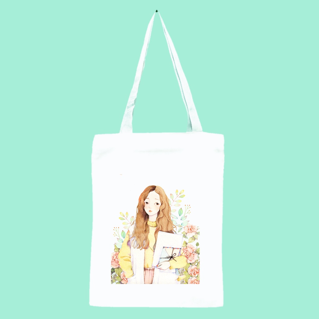 Bisa CUSTOM FOTO PART 2 FLOWER / BUNGA New totebag tas wanita tote aesthetic tas fashion wanita tas kuliah sekolah printing (resleting)  drill premium (200) || kiiyoomii ||