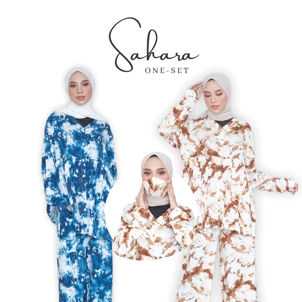 Bonavista - One Set Sahara (all size fit to XL) + FREE MASKER Set Piyama Motif Bahan Katun Rayon Vis