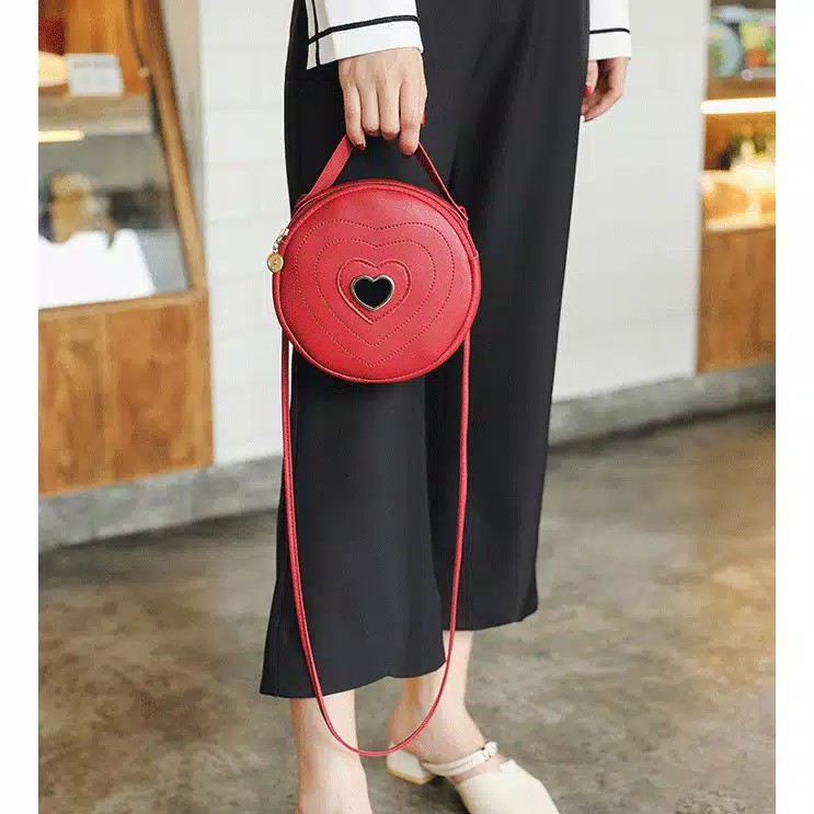 Slingbag Bulat Love Tas Slempang Tas Wanita Import Batam Tas Selempang