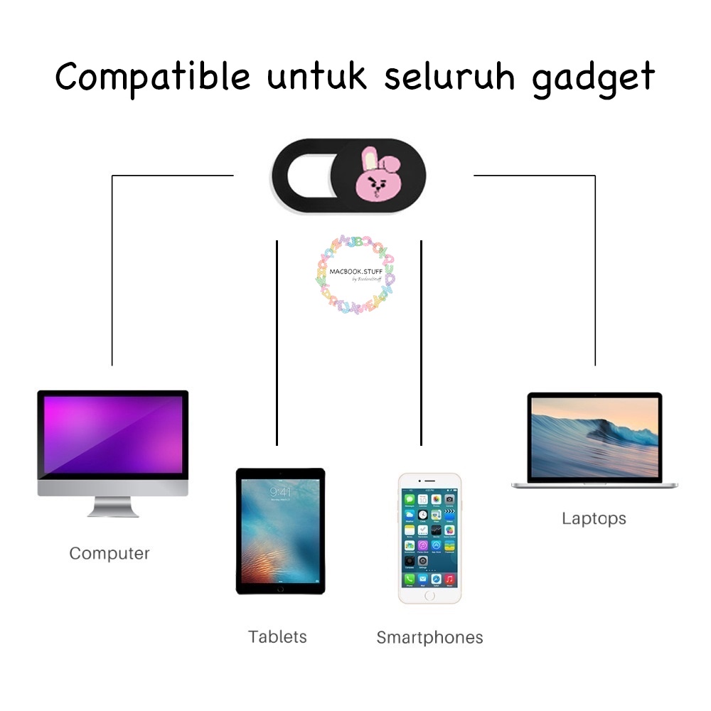 CUSTOM BT21 KOREA PELINDUNG PENUTUP WEBCAM KAMERA COVER CAMERA DEPAN BTS CIMMY COOKY KOYA MANG RJ SHOOKY TATA LAPTOP HP ASUS DELL SAMSUNG