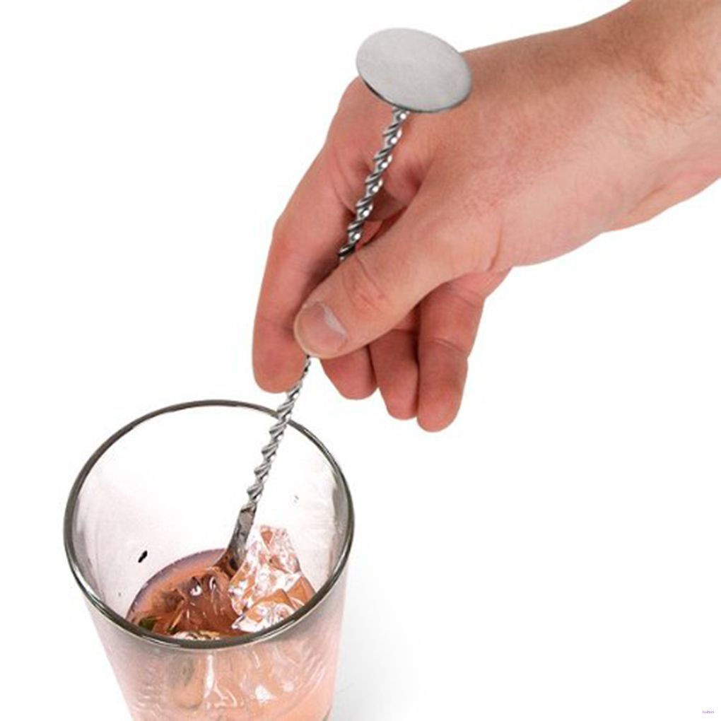 [READY STOCK] Stainless Steel Cocktail Bar Spoons Spiral Pattern Drink Shaker Muddler Stirrer Twisted Mixing Spoon