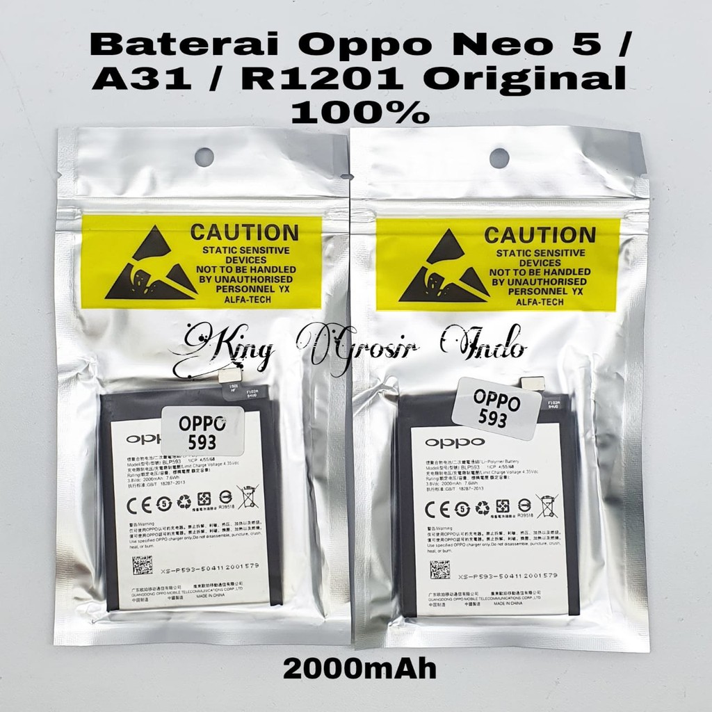 Baterai Oppo BLP593 / BLP 593 / Neo 5 / A31 / R1201 Original 100% Battery