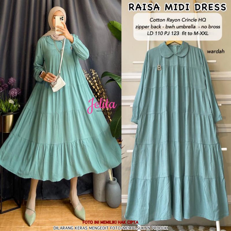 RAISA MIDI DRESS POLOS || PREMIUM COTTON RAYON