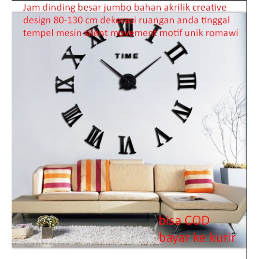 Jam dinding besar jumbo bahan akrilik creative design 80-130 cm dekorasi ruangan anda tinggal tempel