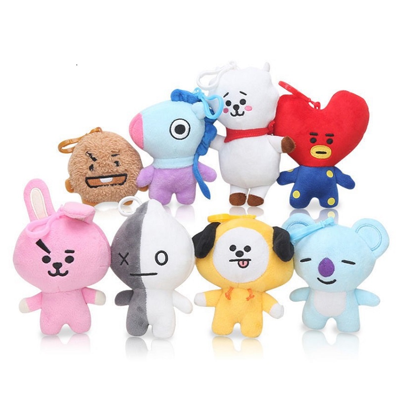 Gantungan Kunci Boneka Plush KPOP BTS TATA Chimmy RJ Kartun 10CM Untuk Hadiah Ulang Tahun