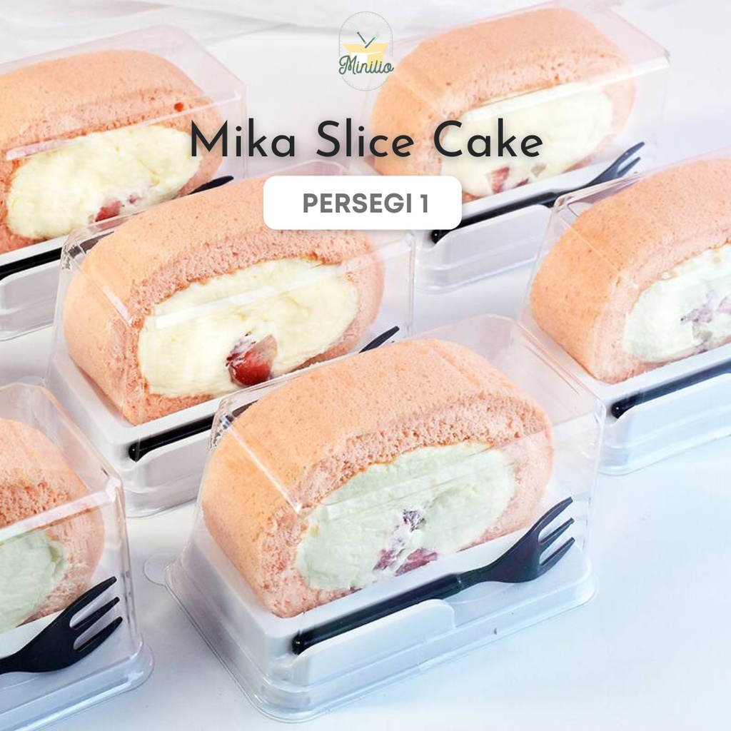 

Slice cake Mika Box | Kotak Mini Cake Inlude dengan garpu bentuk PERSEGI 1