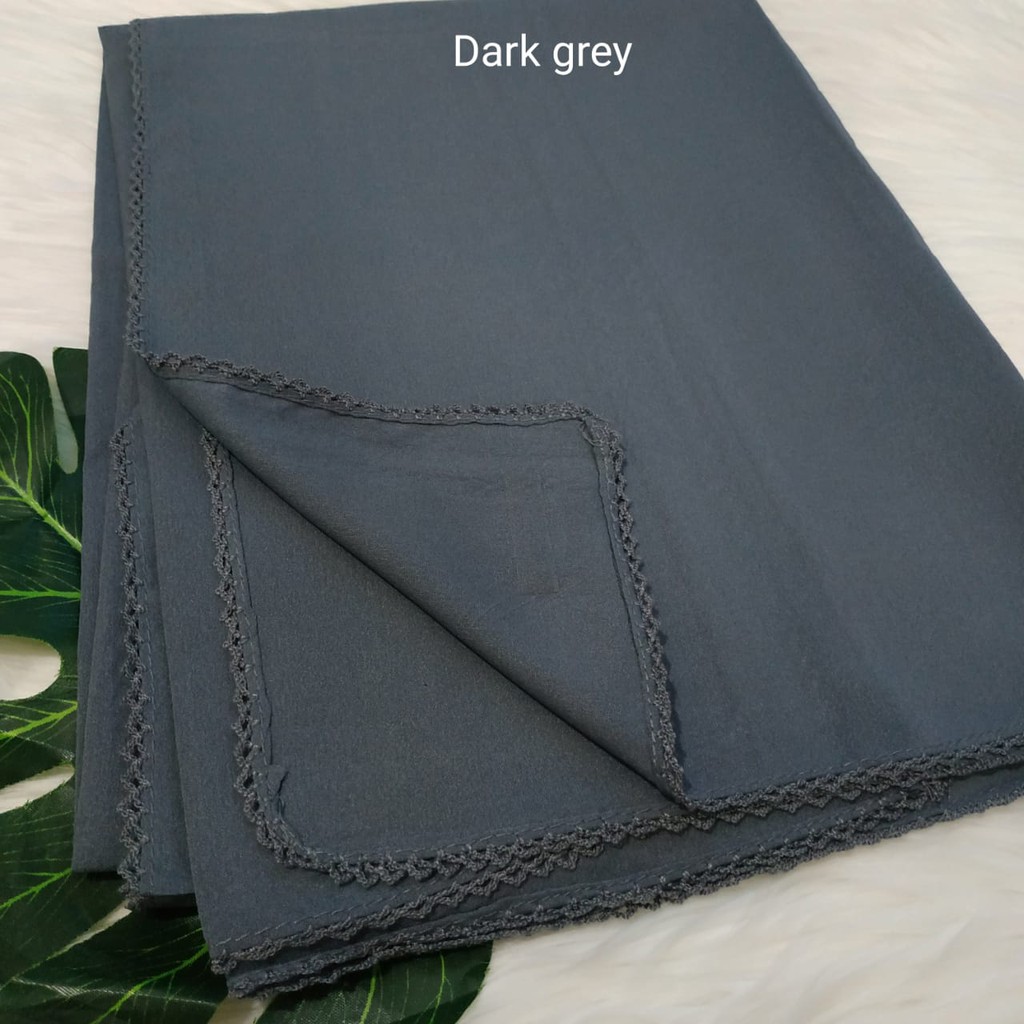 Termurah Pashmina Diamond Lace Picot  / Pasmina Crochet / Pasmina Lace Azara-Dark grey