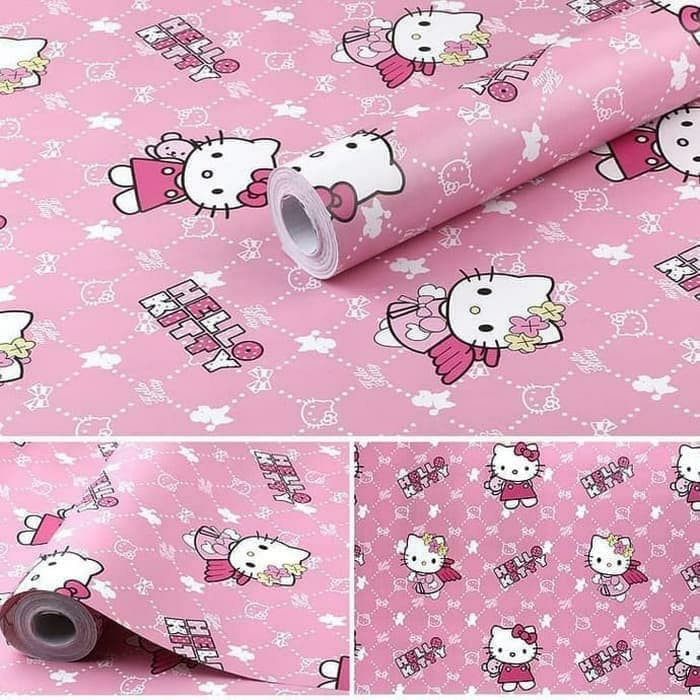 Wallpaper Dinding Motif Hello Kitty Ukuran Panjang 10Meter x Lebar 45CM