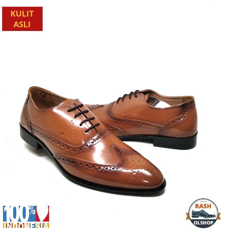 PREMIUM / Sepatu pantofel pria  model lancip orginal kulit asli model terbaru MDA FBR 001/oxford