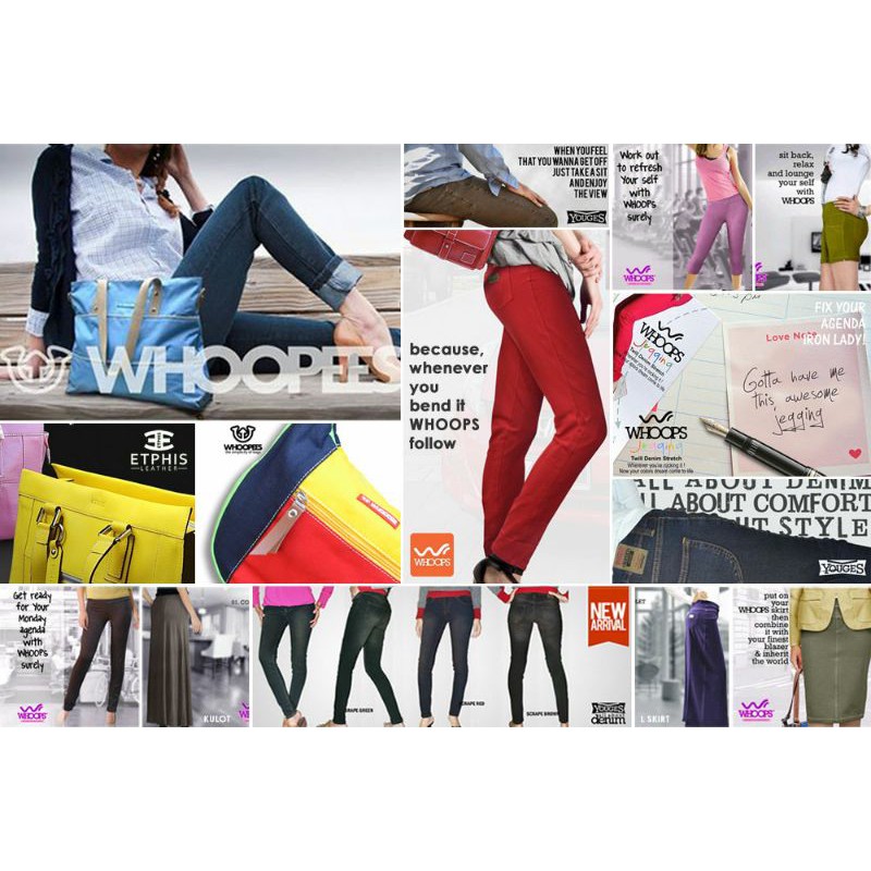 celana panjang pencil WHOOPS katun stretch - biru turkish size L