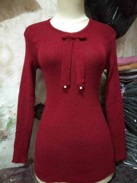 Bluse ribon slim pita mutiara