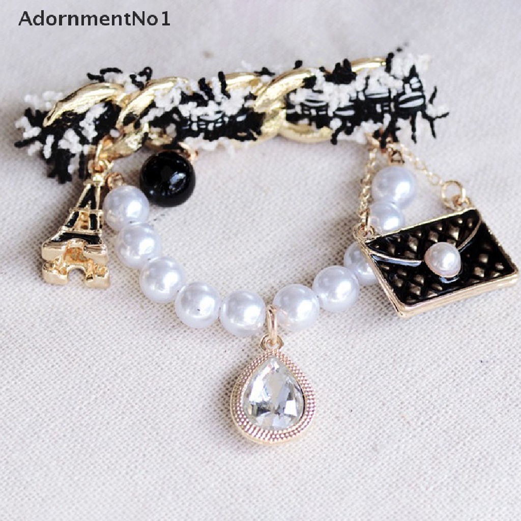 (AdornmentNo1) 1pc Bros / pin Gaya retro Aksen Mutiara + Kristal Untuk Aksesoris Wanita