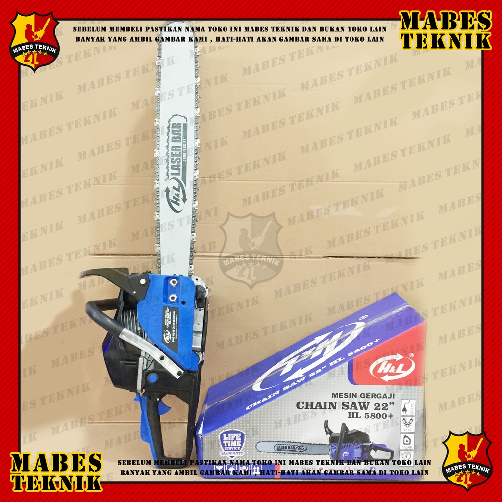 CHAINSAW HL 5800 / HL5800 - SENSO 58 CC - MESIN GERGAJI KAYU BAR 22"