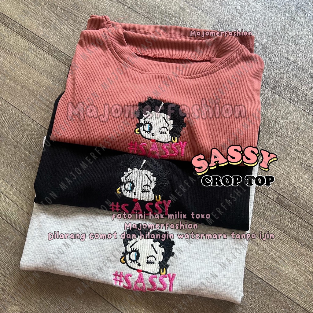 MAJOMER ® | SASSY CROP TOP BORDIR - KAOS CROP TOP WANITA