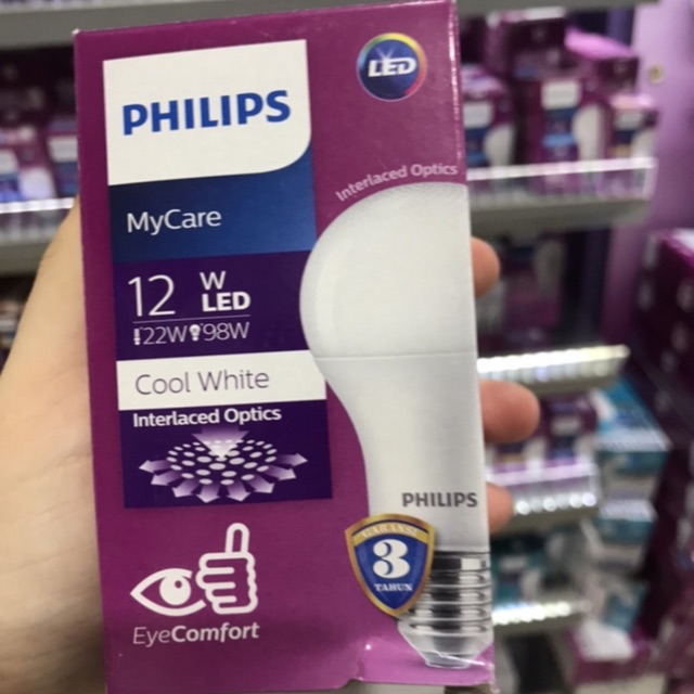 Bola Lampu LED Philips 12 Watt Cool White / Putih Kuning  Mycare LED