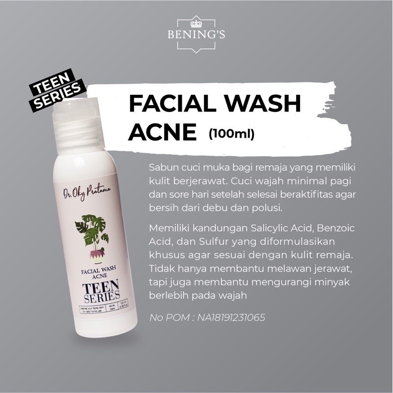 Bening's Facial Wash Acne Teen Series By dr oky pratama