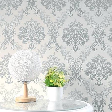 Wallpaper Dinding Motif Batik Silver