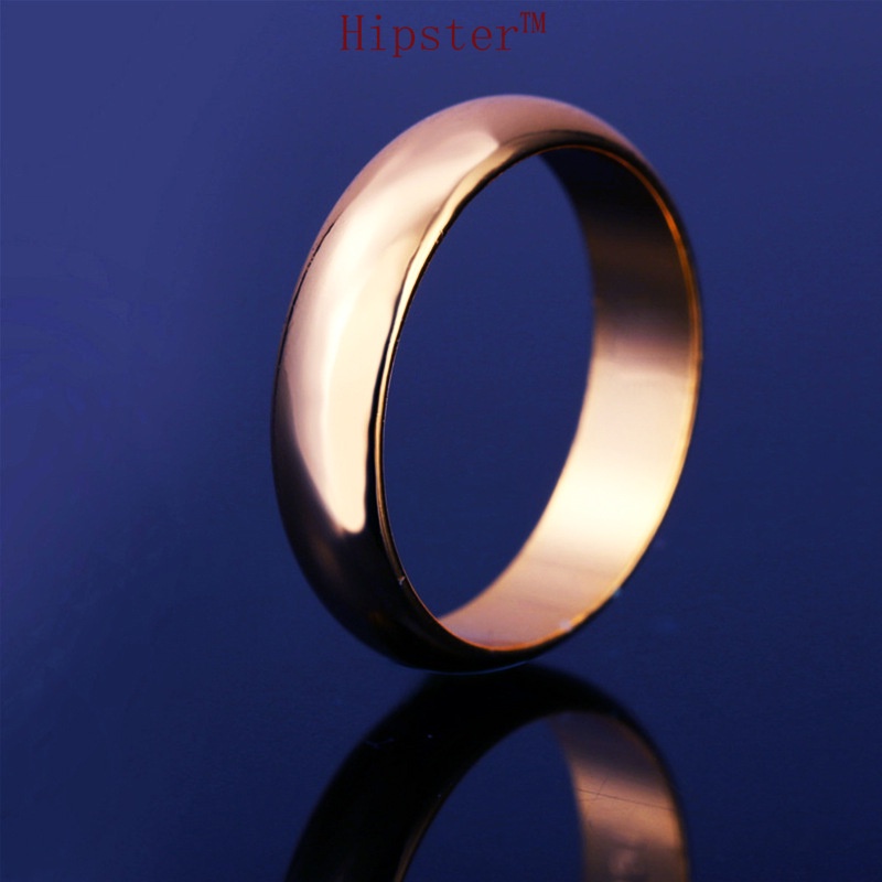 European and American Fashion Minimalist Personality Characteristic 24K Gold Aperture Couple Ring