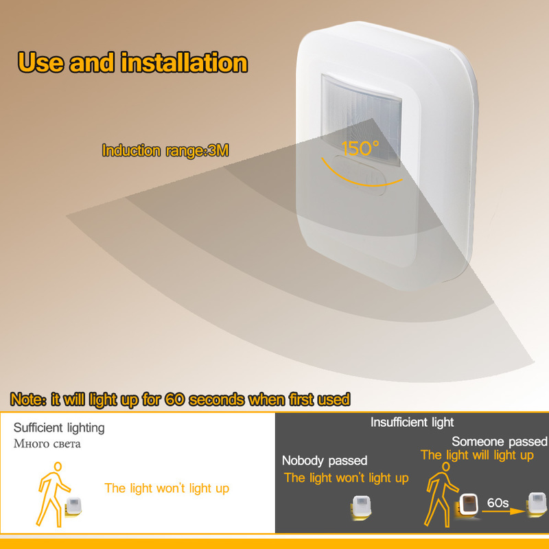 Hot Sale/LED Plug-in Motion Sensor Light Wall Night Lamp/Lampu Dinding Induksi Cerdas Tubuh Manusia/Lampu Sensor Cahaya Suara/Lampu Samping Tempat Tidur Ruang Tamu Anak-Anak