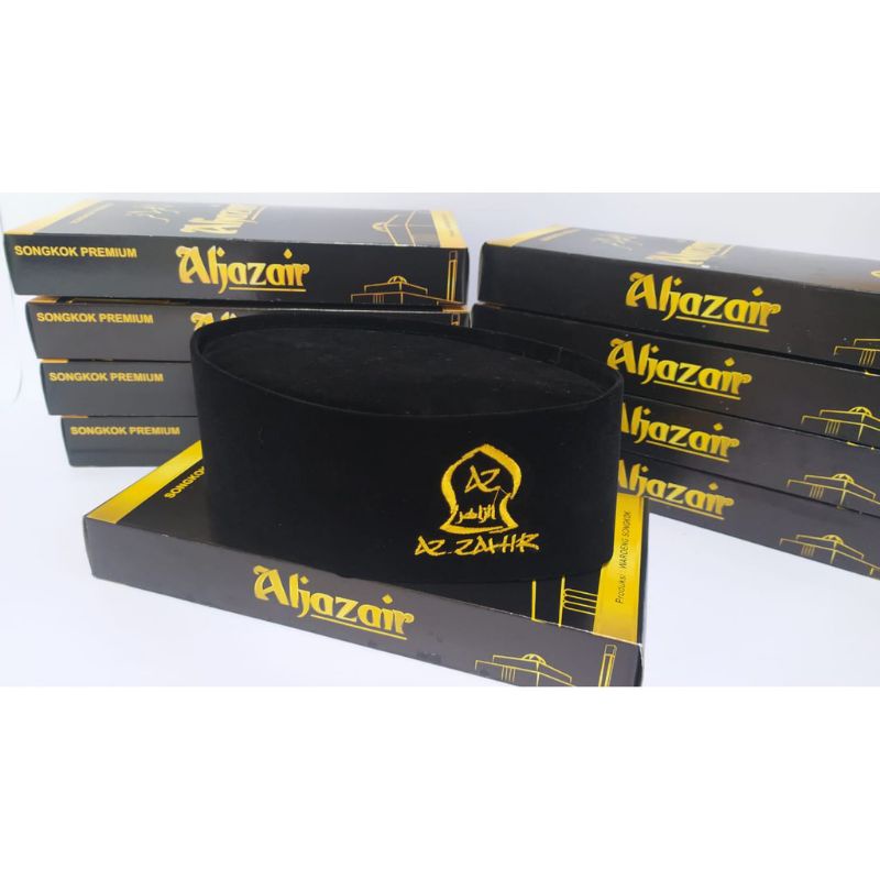 peci dewasa / peci az zahir / songkok hitam logo az zahir tinggi 9cm non ac