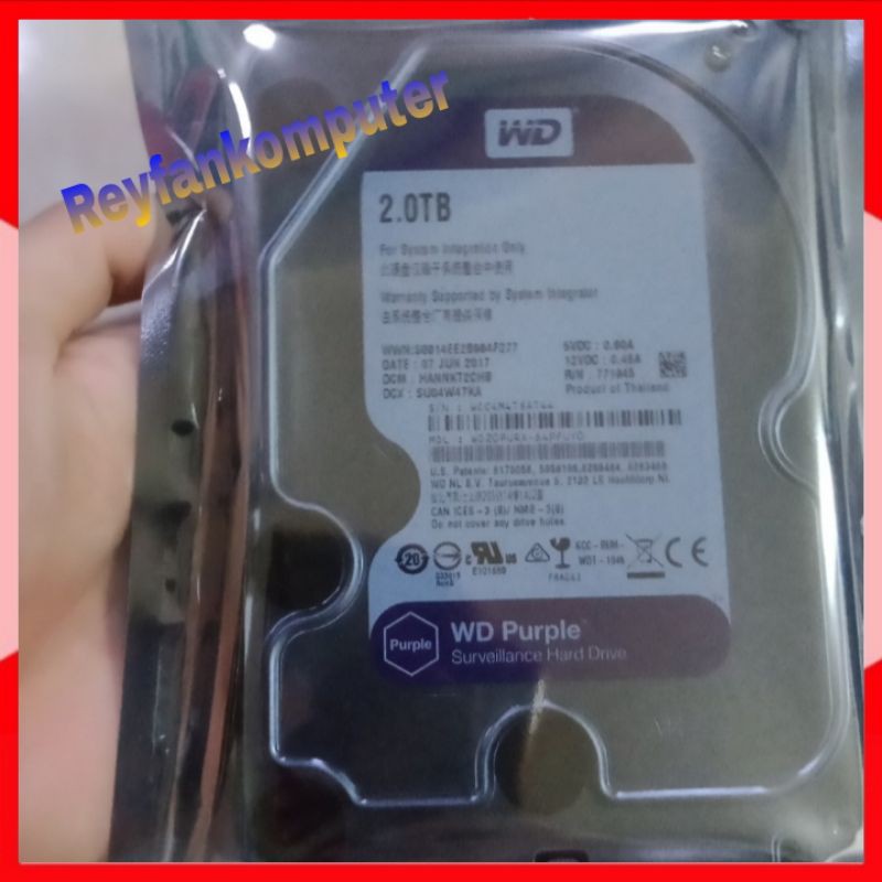 Hdd Hardisk Wd purple 2000gb / 2Tb Cctv komputer