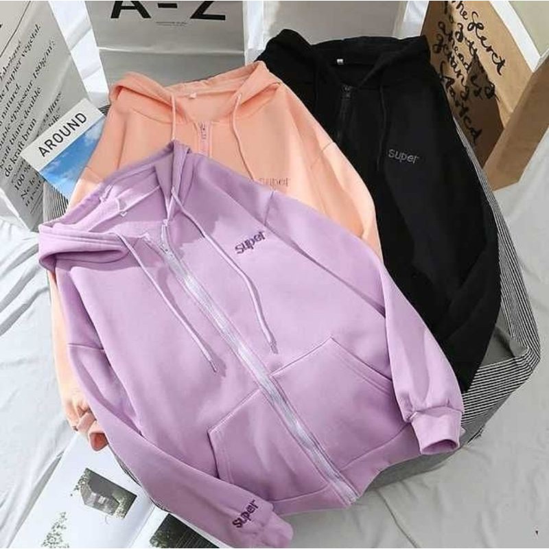 HOODIE ZIPER WANITA - SUPER HODIE JAKET SWEATER WANITA - SWEATER WANITA TERBARU