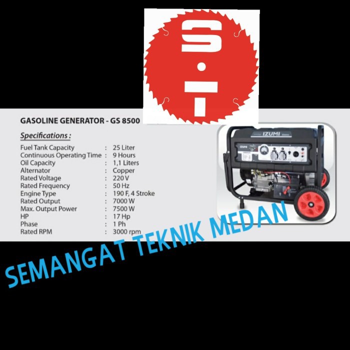 GS8500 GENSET GENERATOR LISTRIK TEMBAGA BENSIN 7500 WATT IZUMI GS 8500