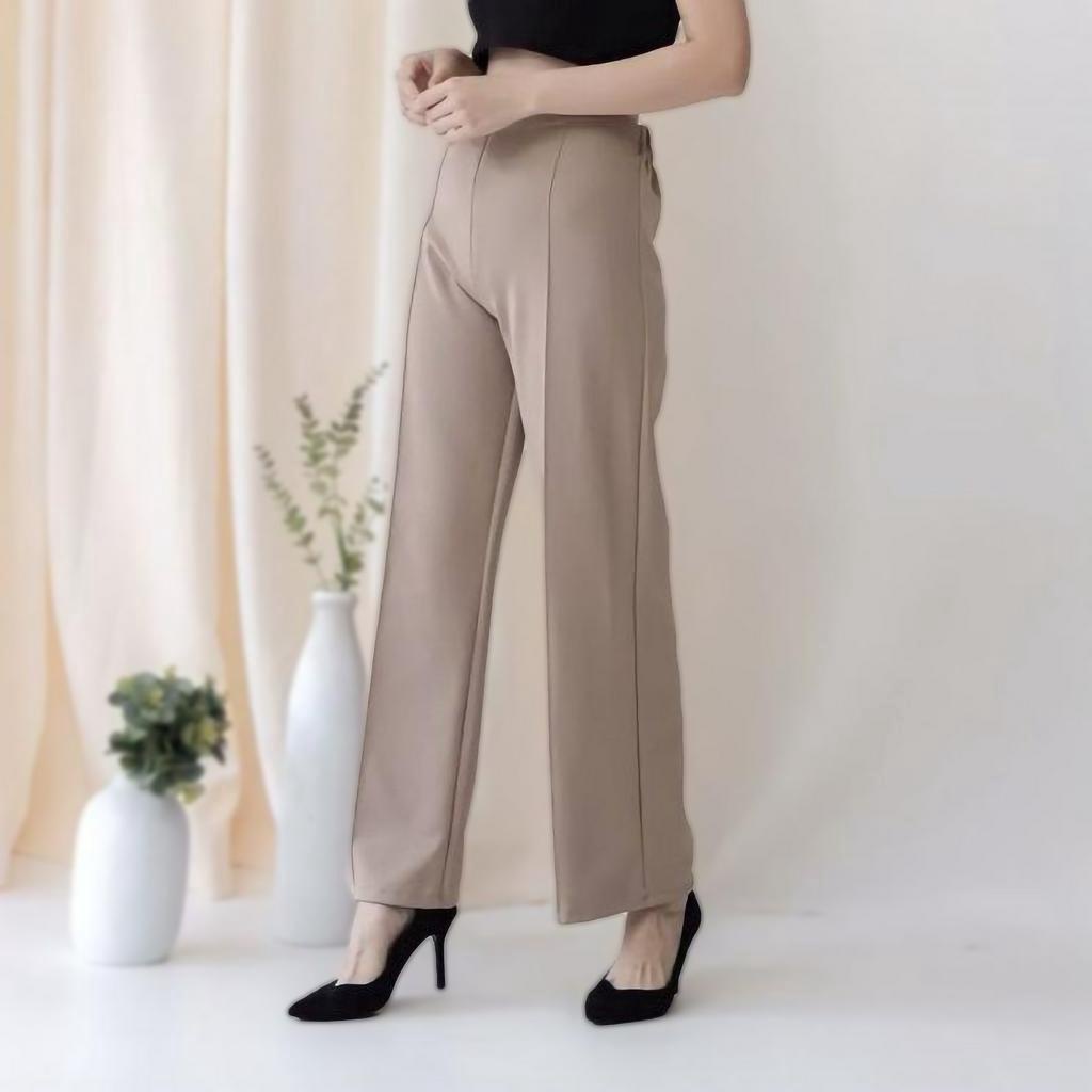 Pants Scuba - Celana Panjang Wanita - Celana Panjang Kantor Wanita - Celana Kulot Highwaist - Celana Kerja