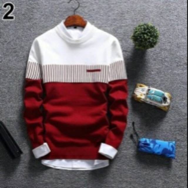 Sweater Rajut Pria Marcello White Rajut Tribal Premium